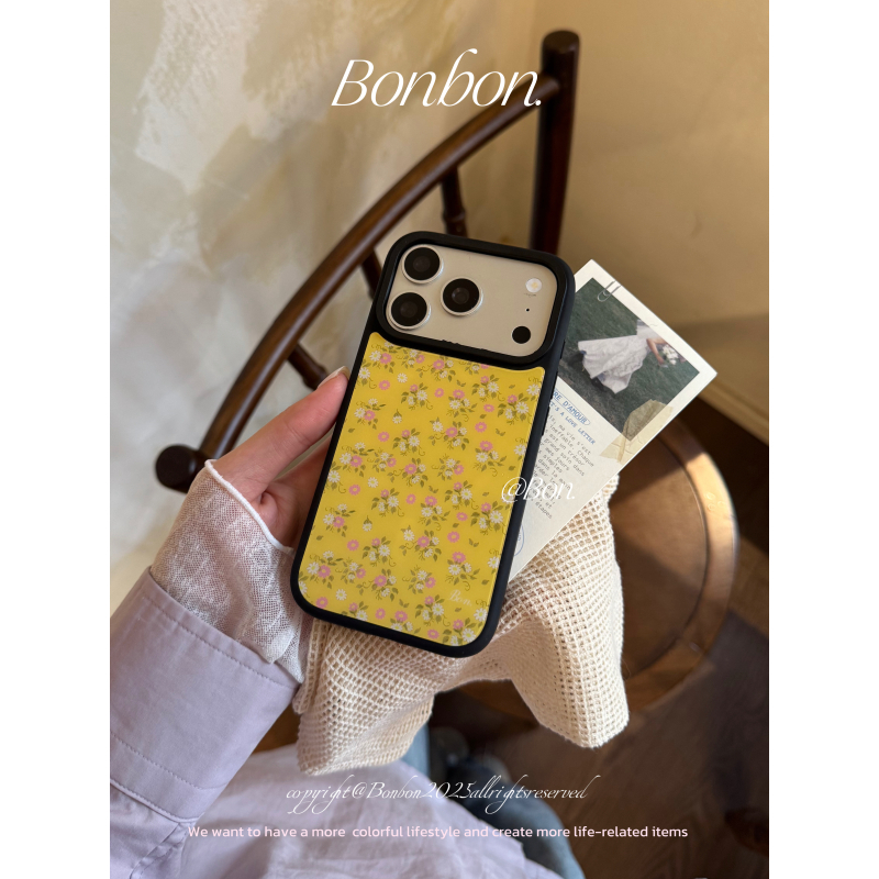 Bonbon serie floral vintage — stil coreean delicat, look Instagram, husă de telefon ușoară, cu deschidere mare pentru cameră și margine mată