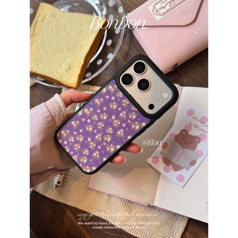 Bonbon serie floral vintage — stil coreean delicat, look Instagram, husă de telefon ușoară, cu deschidere mare pentru cameră și margine mată