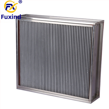 Filtru de aer cu eficiență înaltă H13/H14, tip placă-cadru, cu cadru galvanizat, plasă de filtrare compartimentată și element filtrant din fibră de sticlă