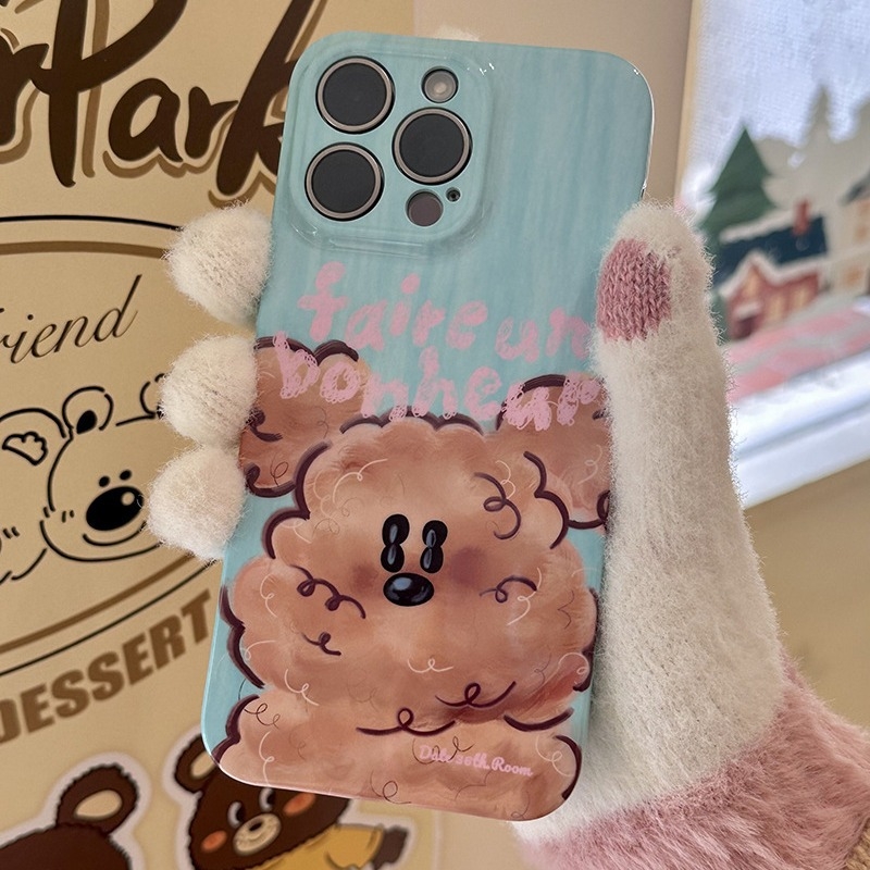 Stil Instagram: husă pentru iPhone 15 cu cățeluș și pisicuță drăguțe, protecție totală, carcasă dură cu folie