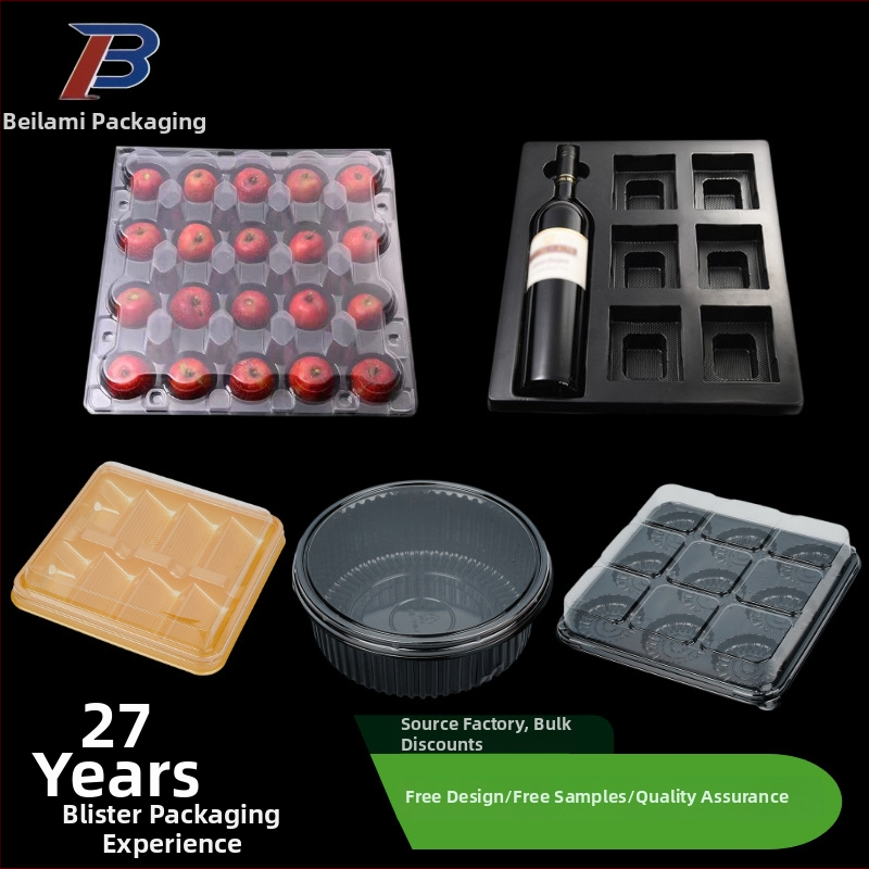 Tavă interioară din PVC colorată, personalizabilă, cu blister PET transparent și tavă alimentară PS pentru ambalarea vinului