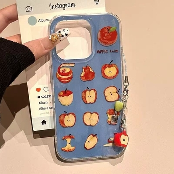 Carcasă iPhone în stil Ins cu graffiti și pandantiv – TPU IMD, antiuzură, anti-cadere, pentru seria iPhone 11/12/13/14 Pro/Max.