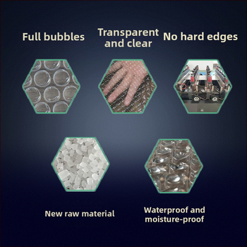 Rolă de film cu bule – material nou pentru ambalare, lățime 20 cm, lungime 45 m, grosime 4 mm, bule medii, diametru 1 cm, transparent, pentru ambalare și transport.