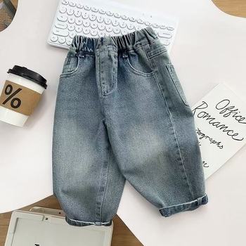 Jeans din denim pentru băieți, primăvară–toamnă 2025, pantaloni lungi casual