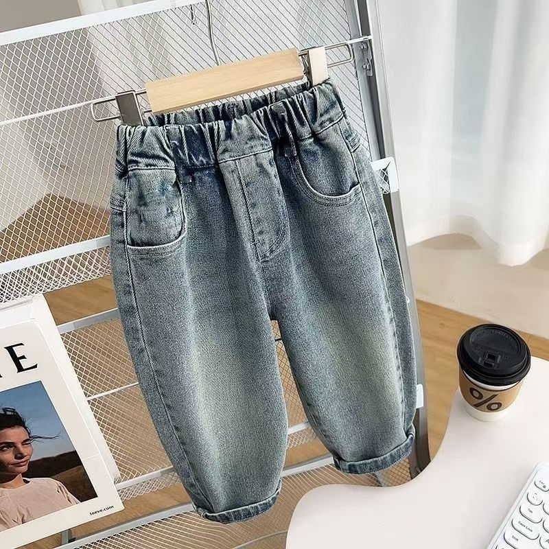 Jeans din denim pentru băieți, primăvară–toamnă 2025, pantaloni lungi casual