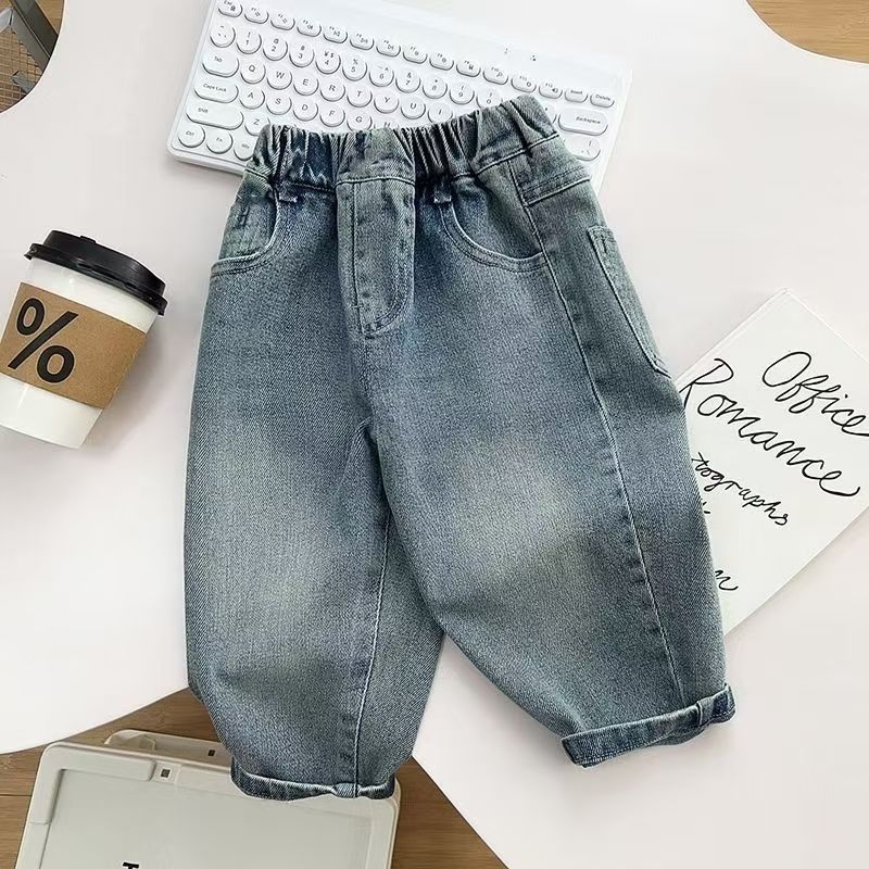 Jeans din denim pentru băieți, primăvară–toamnă 2025, pantaloni lungi casual