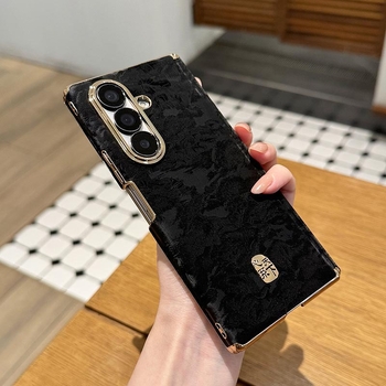 Carcasă Samsung Galaxy Z Fold7 cu suport cu axă dublă, model peisaj în stil chinezesc, husă protectoare din PU piele cu electroplacare (W26, W25/W24)