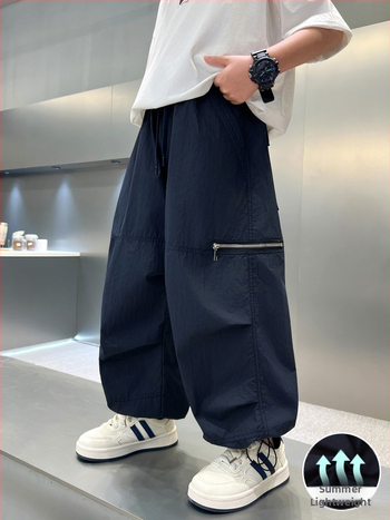 Pantaloni de vară anti țânțari pentru băieți, ușori, croială dreaptă, cargo casual, model 2026