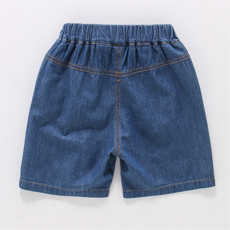 Șorturi denim cargo pentru băieți, vară, 100% bumbac, până la genunchi, imprimat cu personaje, stil coreean