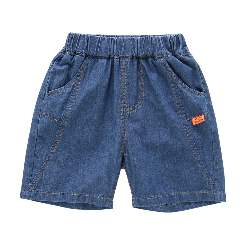 Șorturi denim cargo pentru băieți, vară, 100% bumbac, până la genunchi, imprimat cu personaje, stil coreean