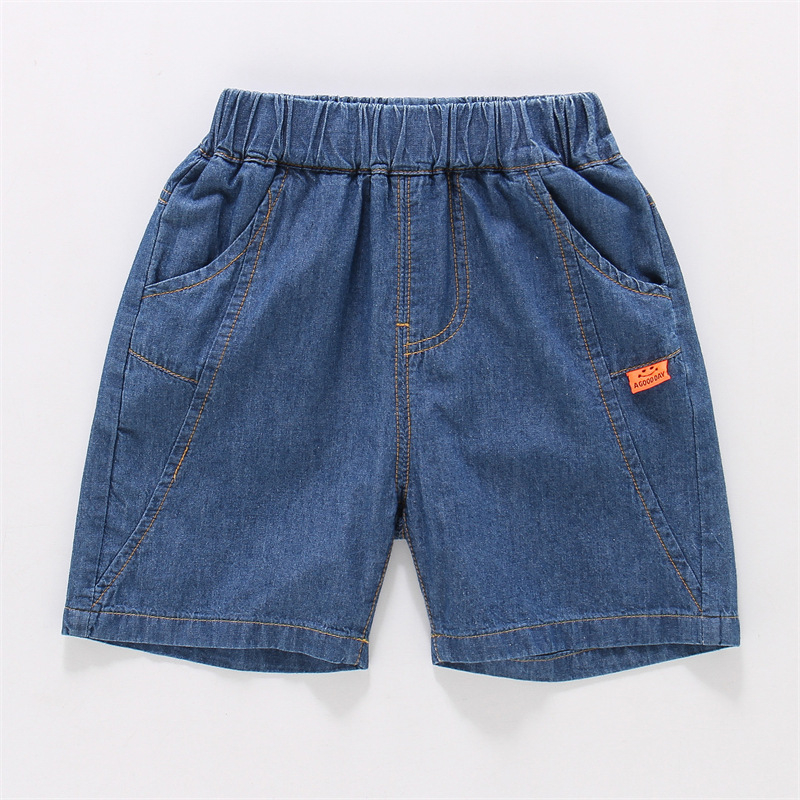 Șorturi denim cargo pentru băieți, vară, 100% bumbac, până la genunchi, imprimat cu personaje, stil coreean