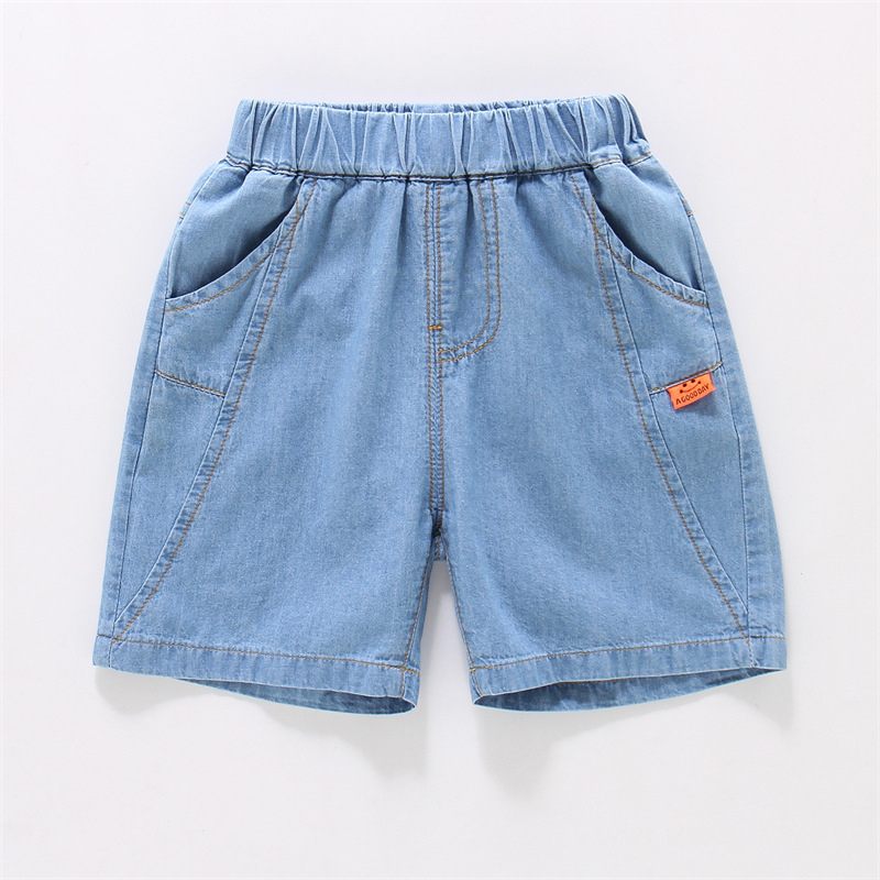 Șorturi denim cargo pentru băieți, vară, 100% bumbac, până la genunchi, imprimat cu personaje, stil coreean