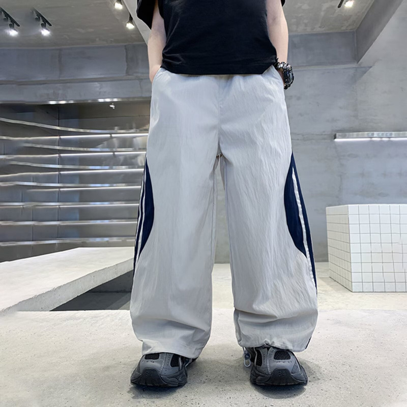 Pantaloni sport pentru băieți, cu dungi, stil toamnă pentru copii mai mari, croială lejeră, drept, simplu și stilat.