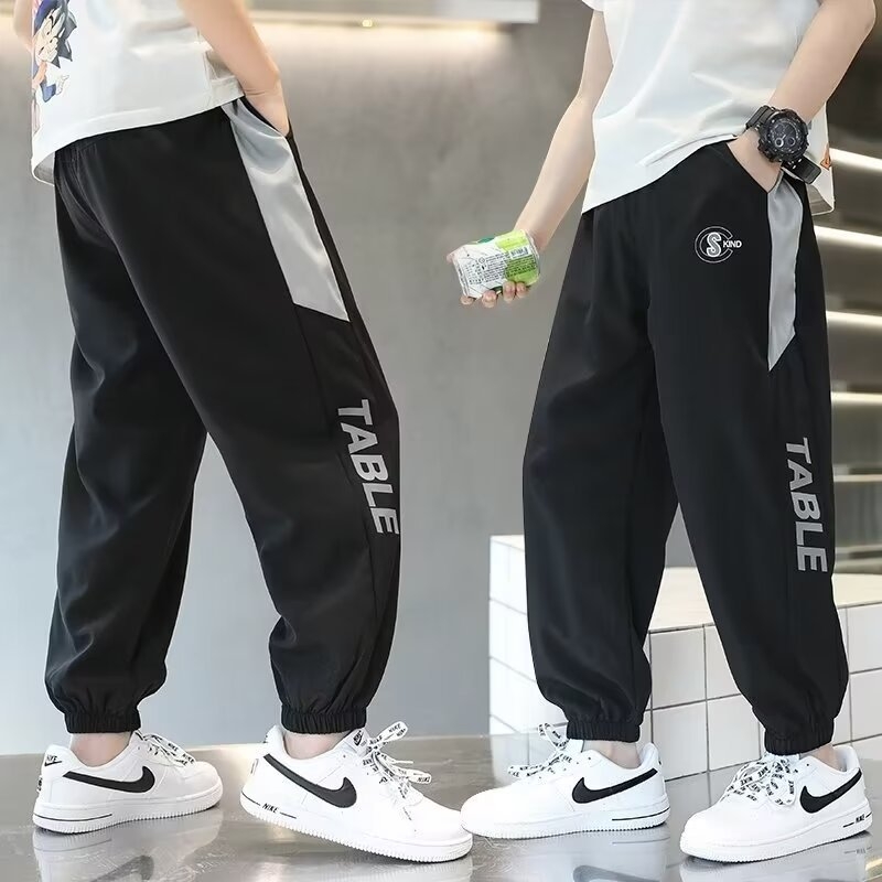Pantaloni de vară pentru băieți, protecție anti-țânțari, sport ușor Ice Silk, mărimea 110