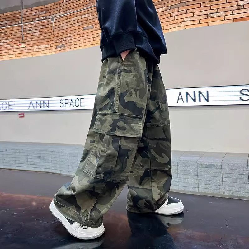 Pantaloni cargo unisex pentru copii, primăvara 2025, casual sport, pantaloni lungi