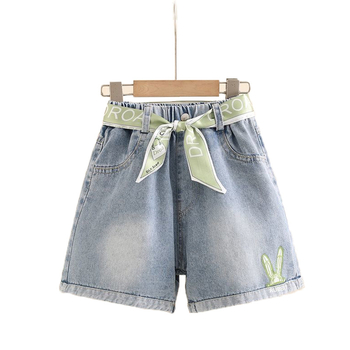 Șorturi din denim pentru fete, casual, vară, ușoare, croială lejeră, lungime până la mijlocul coapsei