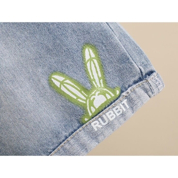Șorturi din denim pentru fete, casual, vară, ușoare, croială lejeră, lungime până la mijlocul coapsei