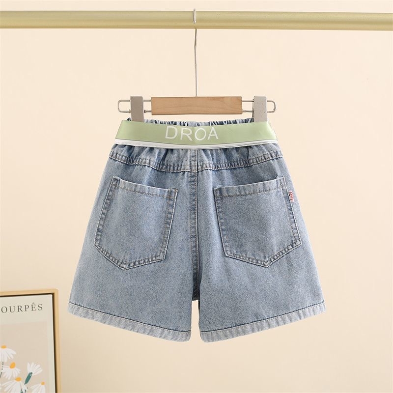 Șorturi din denim pentru fete, casual, vară, ușoare, croială lejeră, lungime până la mijlocul coapsei