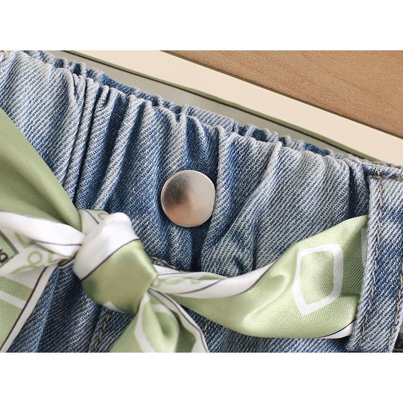 Șorturi din denim pentru fete, casual, vară, ușoare, croială lejeră, lungime până la mijlocul coapsei