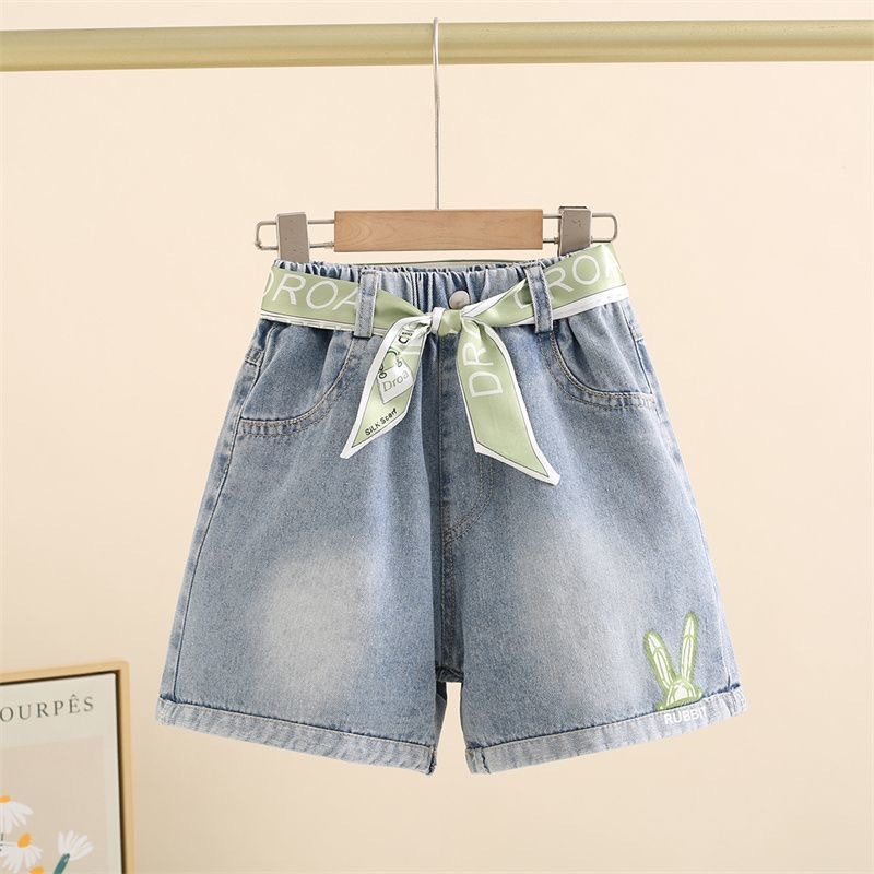 Șorturi din denim pentru fete, casual, vară, ușoare, croială lejeră, lungime până la mijlocul coapsei