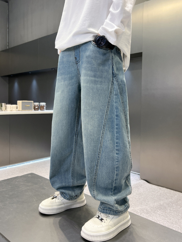 Blugi pentru băieți, stil primăvară-toamnă, pantaloni drepți pentru copii