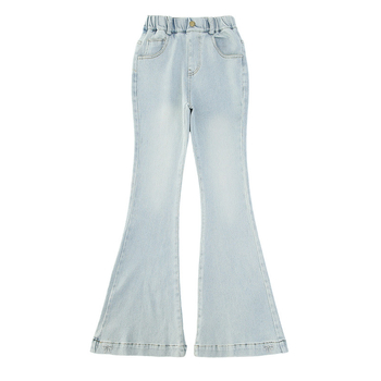 Blugi din denim cu croială ușor evazată pentru fetițe, primăvară-toamnă 2025, pantaloni slim