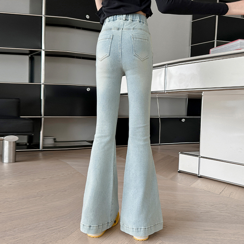 Blugi din denim cu croială ușor evazată pentru fetițe, primăvară-toamnă 2025, pantaloni slim