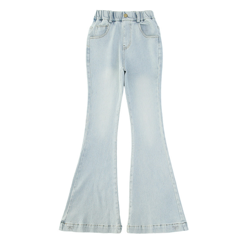 Blugi din denim cu croială ușor evazată pentru fetițe, primăvară-toamnă 2025, pantaloni slim