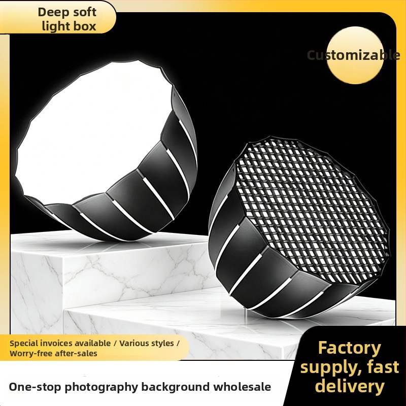 Softbox profund cu montură Bowens, grilă, iluminare pentru streaming, difuzor de lumină moale, iluminare sferică