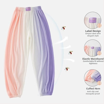 Pantaloni anti țânțari pentru fete, ușori de vară, material Ice Silk, mărimea 120, Vara 2024
