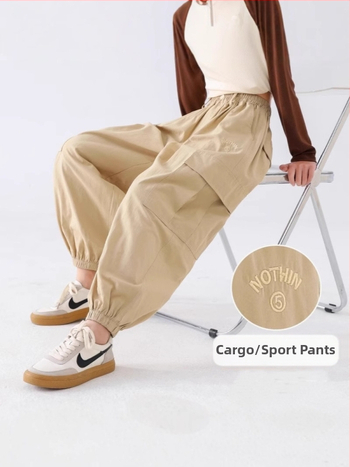 Pantaloni cargo pentru fete, primăvară–toamnă 2024, stil pentru fetițe mai mari, pantaloni casual de toamnă