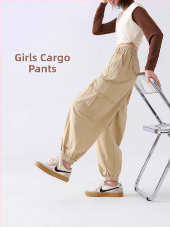 Pantaloni cargo pentru fete, primăvară–toamnă 2024, stil pentru fetițe mai mari, pantaloni casual de toamnă