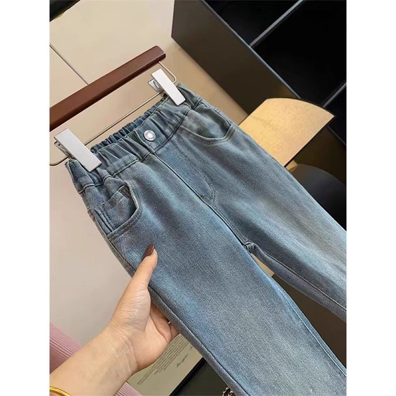 Jeans din denim pentru fetițe mai mari, croi evazat, primăvară–toamnă 2026, casual