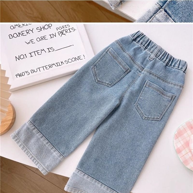 Blugi pentru fete, copii, 2026 primăvară–toamnă, denim cu croială dreaptă, pantaloni lungi