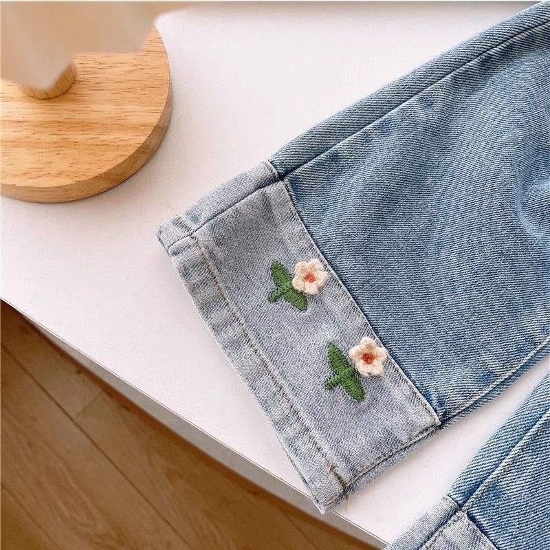 Blugi pentru fete, copii, 2026 primăvară–toamnă, denim cu croială dreaptă, pantaloni lungi