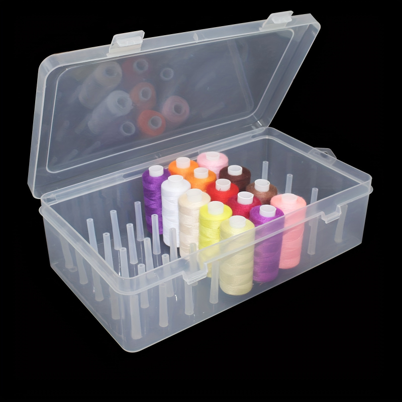 Cutie din plastic cu 42 compartimente pentru ață, depozitare casnică, set de cutii transparente multifuncționale pentru cusut, dimensiune mică