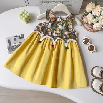 Rochie de vară pentru fete, în stil coreean, imprimeu animal, blocuri de culoare, fără mâneci, rochie cu bretele AXC017