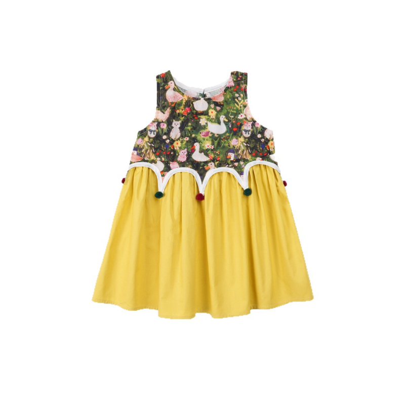 Rochie de vară pentru fete, în stil coreean, imprimeu animal, blocuri de culoare, fără mâneci, rochie cu bretele AXC017