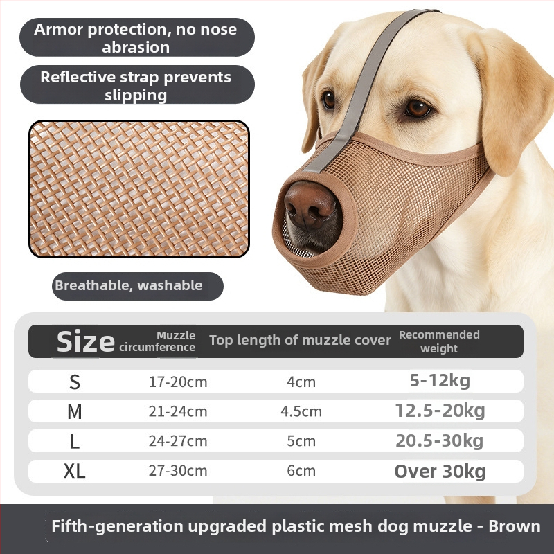 Mască de bot pentru câini din PVC — respirabilă, reflectorizantă, anti-mușcare, anti-ingestie accidentală, anti-evadare