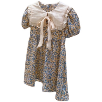 Rochie de vară pentru fete cu imprimeu floral, stil prințesă, croială A, mâneci scurte, chiffon, poliester, 3–8 ani