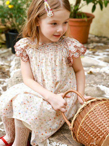 rochie de vară pentru fetițe, imprimeu floral, croială A-line, stil prințesă, pentru copii între 3 și 8 ani