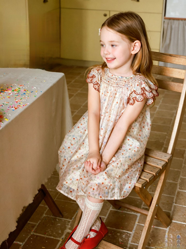 rochie de vară pentru fetițe, imprimeu floral, croială A-line, stil prințesă, pentru copii între 3 și 8 ani