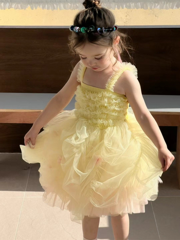 Rochie de fetițe – prințesă, tutu de vară din plasă, fără mâneci