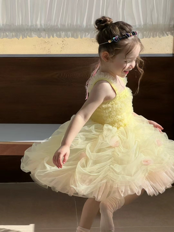 Rochie de fetițe – prințesă, tutu de vară din plasă, fără mâneci