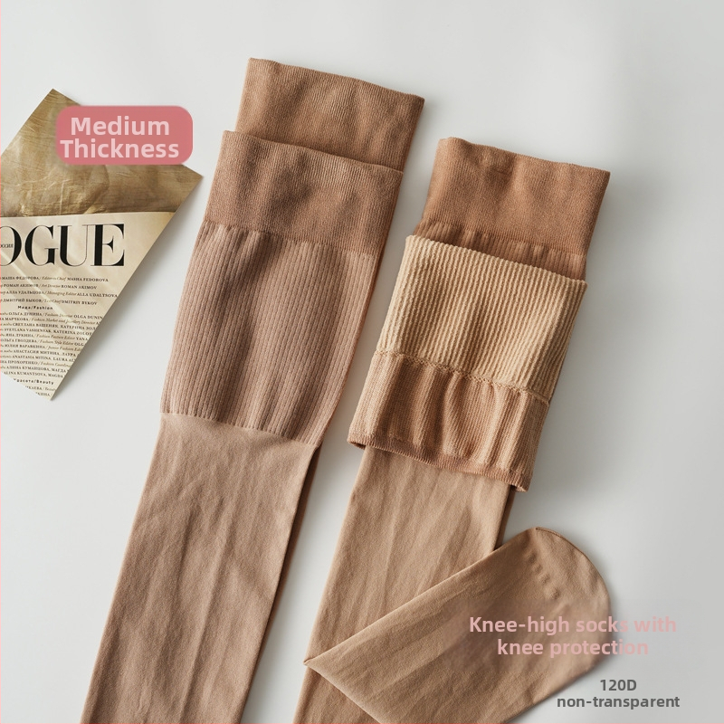 Șosete velur peste genunchi pentru femei, lungi, grosime medie, antiderapante, calde