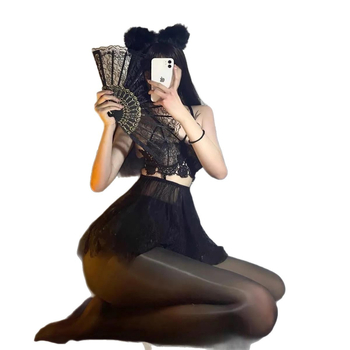 Dresuri negre lucioase din nailon pentru femei, stil seducător, mărime universală