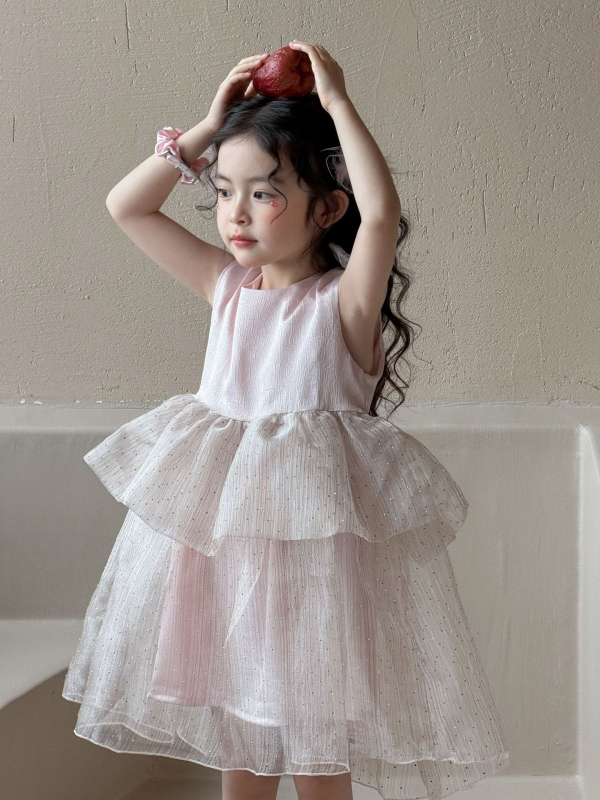 Rochie de vară pentru fete, fără mâneci, stil prințesă, fustă A-line din tul, căptușeală din bumbac, poliester 100%