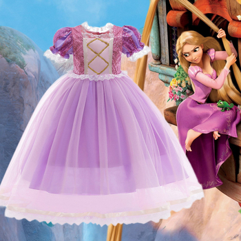 Rochie prințesă pentru fete, rochie de vară din amestec poliester-bumbac, mâneci scurte, căptușeală din bumbac, pentru copii 3-8 ani (100-140 cm)