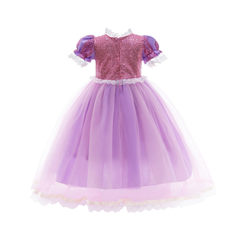 Rochie prințesă pentru fete, rochie de vară din amestec poliester-bumbac, mâneci scurte, căptușeală din bumbac, pentru copii 3-8 ani (100-140 cm)