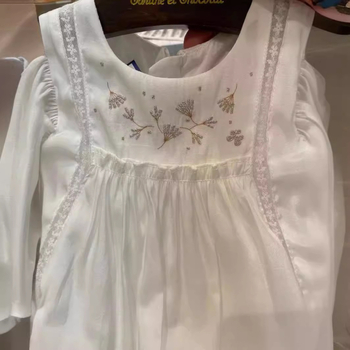 Rochie de vară pentru fete, în stil coreean, albă din bumbac, cu mâneci vaporoase, croială prințesă în A – 22gmcx125